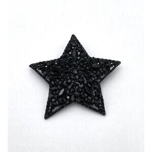 M. JENT Black Star Brooch Pin Metal Filigree Vintage